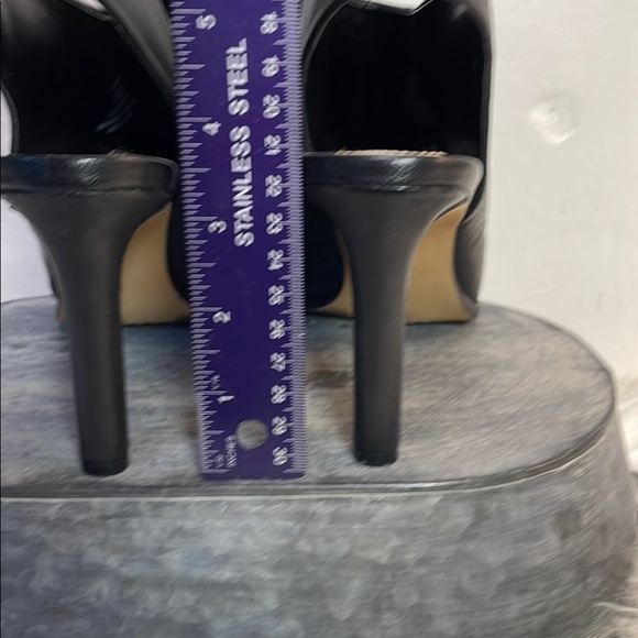 #0178 NWOT Vince Camuto Black Leather Slingback Ruched Open Toe Heels-6.5 - Picture 9 of 13